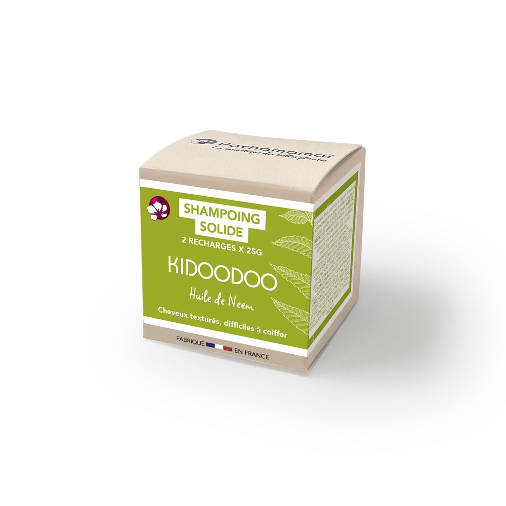KIDOODOO - Shampoing solide - Cheveux fins, frisés ou crépus - FORMAT VOYAGE Recharge 2x25g