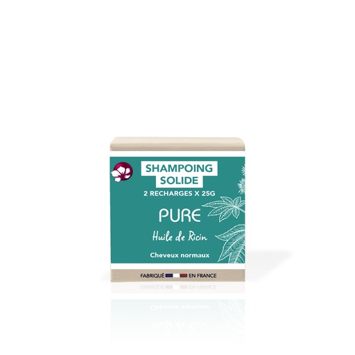 PURE - Shampoing solide - Cheveux normaux - FORMAT VOYAGE Recharge 2x25g