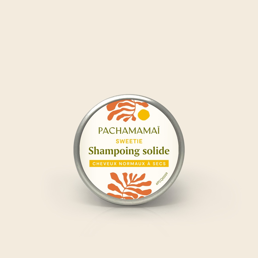 Shampoing solide cheveux normaux à secs Pachamamai -Sweetie boite metal