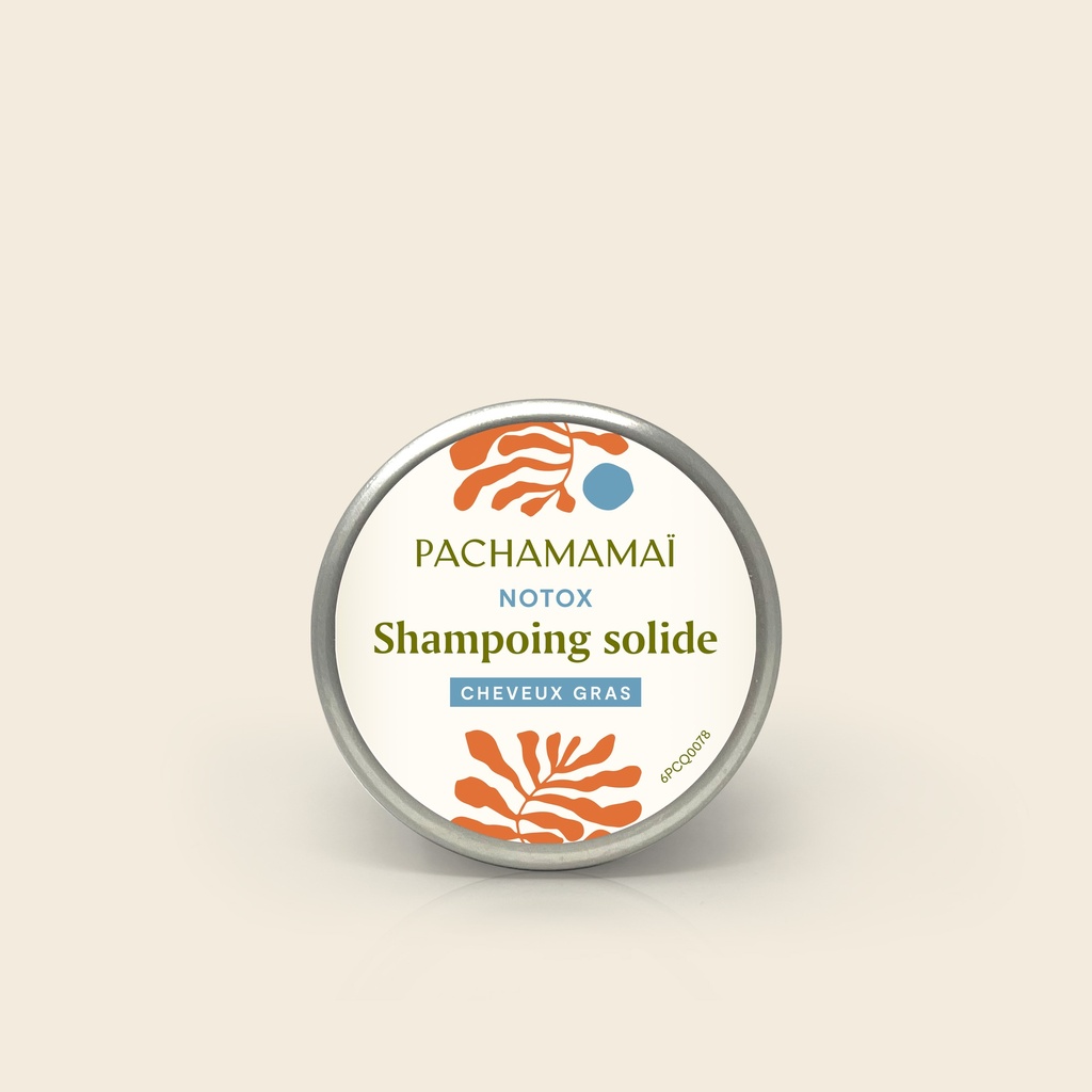 Shampoing solide cheveux gras Pachamamai - Notox boite métal