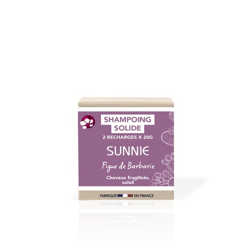 [4PC00010] SUNNIE - Shampoing solide - Cheveux fragilisés - FORMAT VOYAGE Recharge 2x20g
