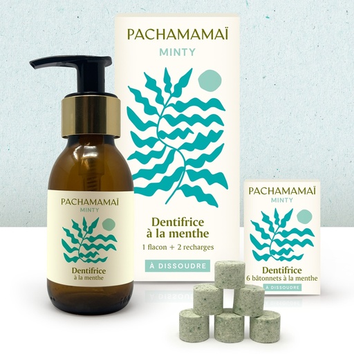 [4PC00337] Pachamamaï™ - Minty - starter kit Glass bottle + 6 sticks